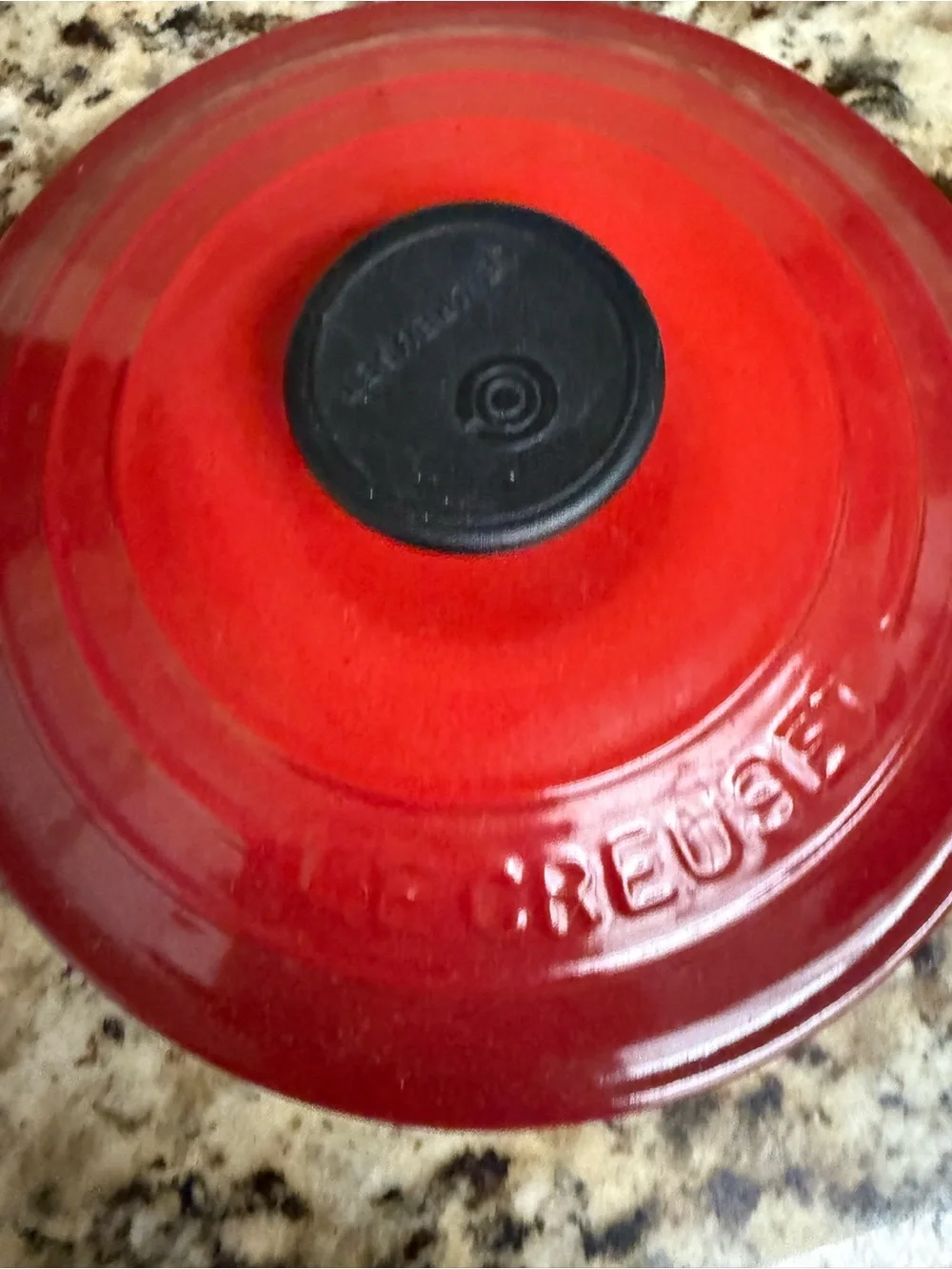 Le Creuset Red Enamel Lid with Black Knob